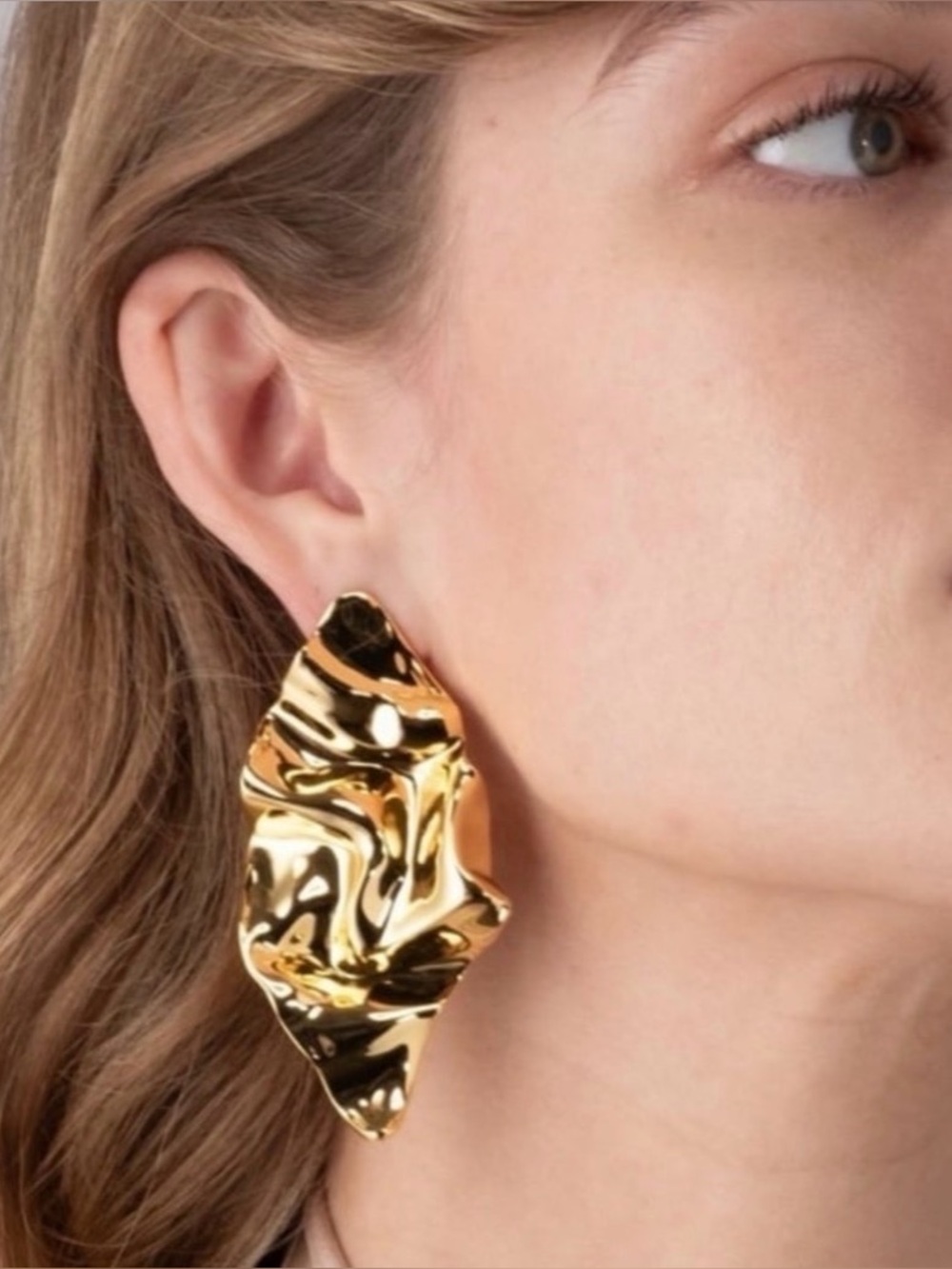 NEW Alexis Bittar Large Gold Crumpled Post Earrings Molten Metal AU21 - Picture 12 of 12